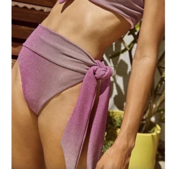 New! Beach Riot Claire sparkle ombré side tie bottoms purple 24994 - Picture 1 of 10
